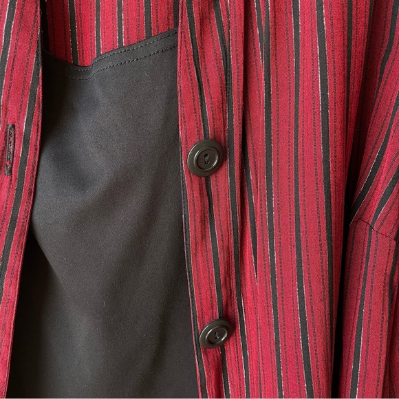 Dressbarn Button Up Blouse Built In Tank Shell Red/Black/Silver Striped Sz 22/24 - Picture 7 of 14
